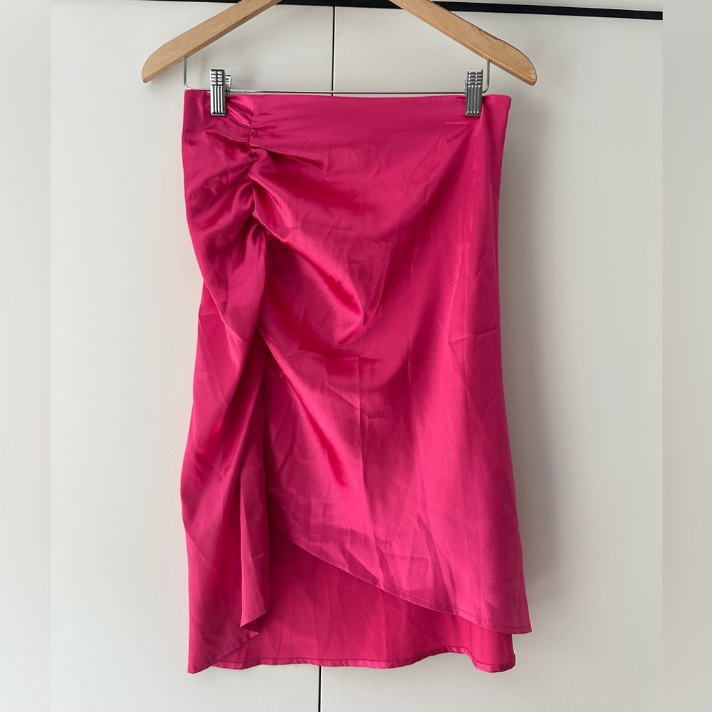 NWOT Shein Hot Pink Satin Midi Skirt